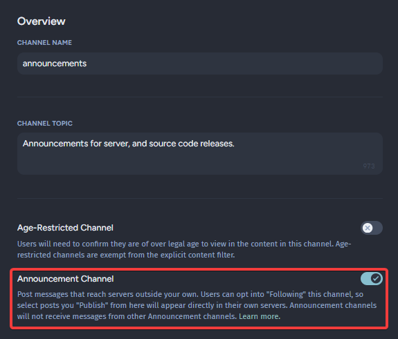 Announcement Channel